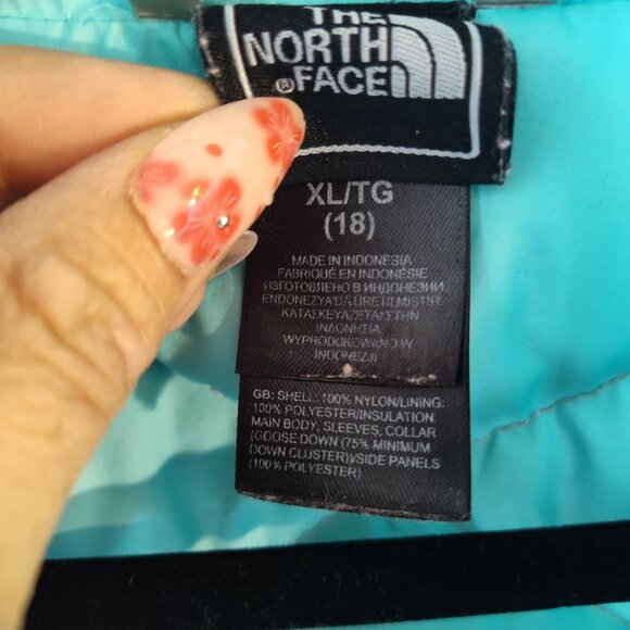 The North Face Gray Teal Zipper Puffer Jacket Girls Size XL (18) - Picture 12 of 13